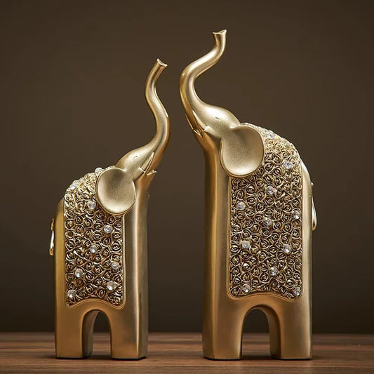 Minimalist Elephant Statuette Pair